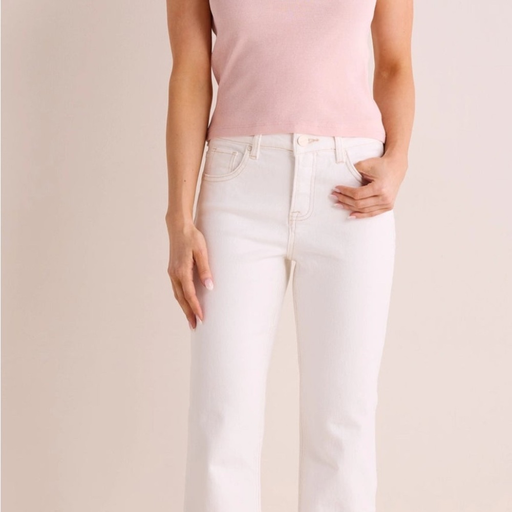 Elegant Cream Straight Leg Jeans for Women